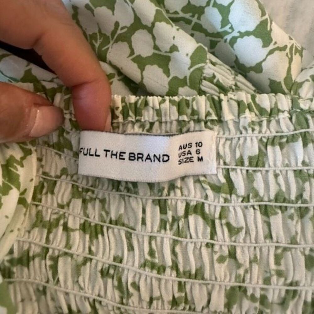 FAITHEULL THE BRAND S Lou Lou Mini Dress Green Floral Flirty Button Up Smocked - Picture 5 of 12